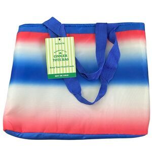 Colorful Cooler Tote Bag. Red, White, Blue. NWT